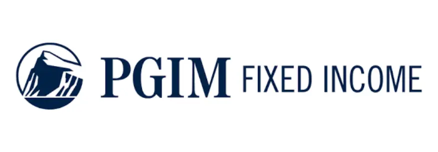 An image of a mountain enclosed in a circle with "PGIM Fixed Income" written beside on the right.